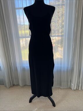 Urban Outfitters Black Satin-Feel Slip Midi Dress